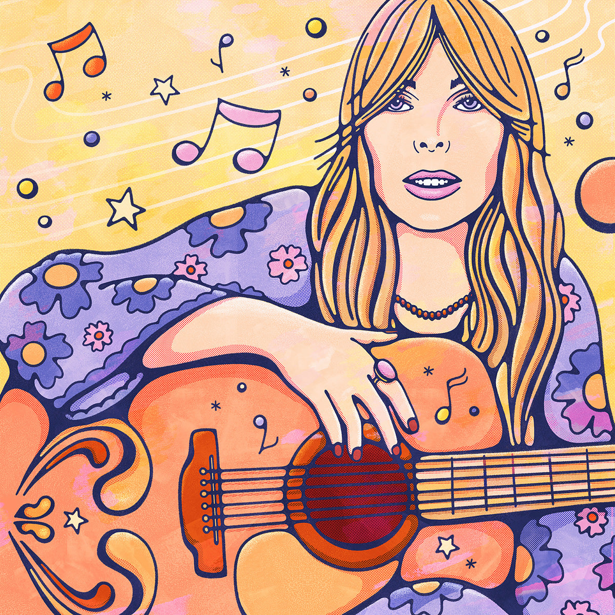illustration of Joni Mitchell for Rebel Girls