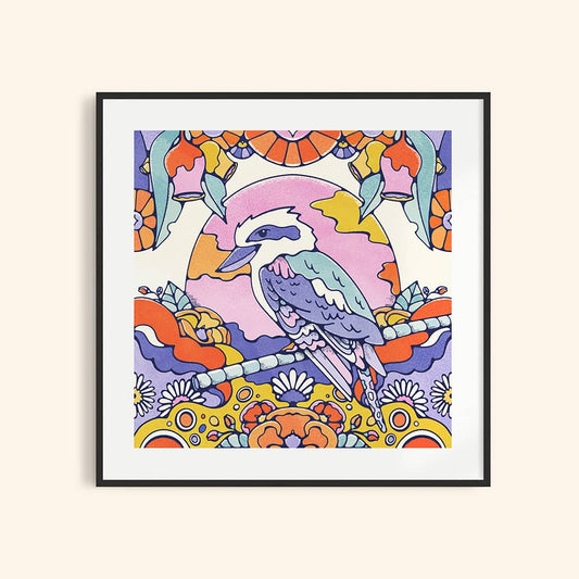 Bright coloured Australian kookaburra wall art.