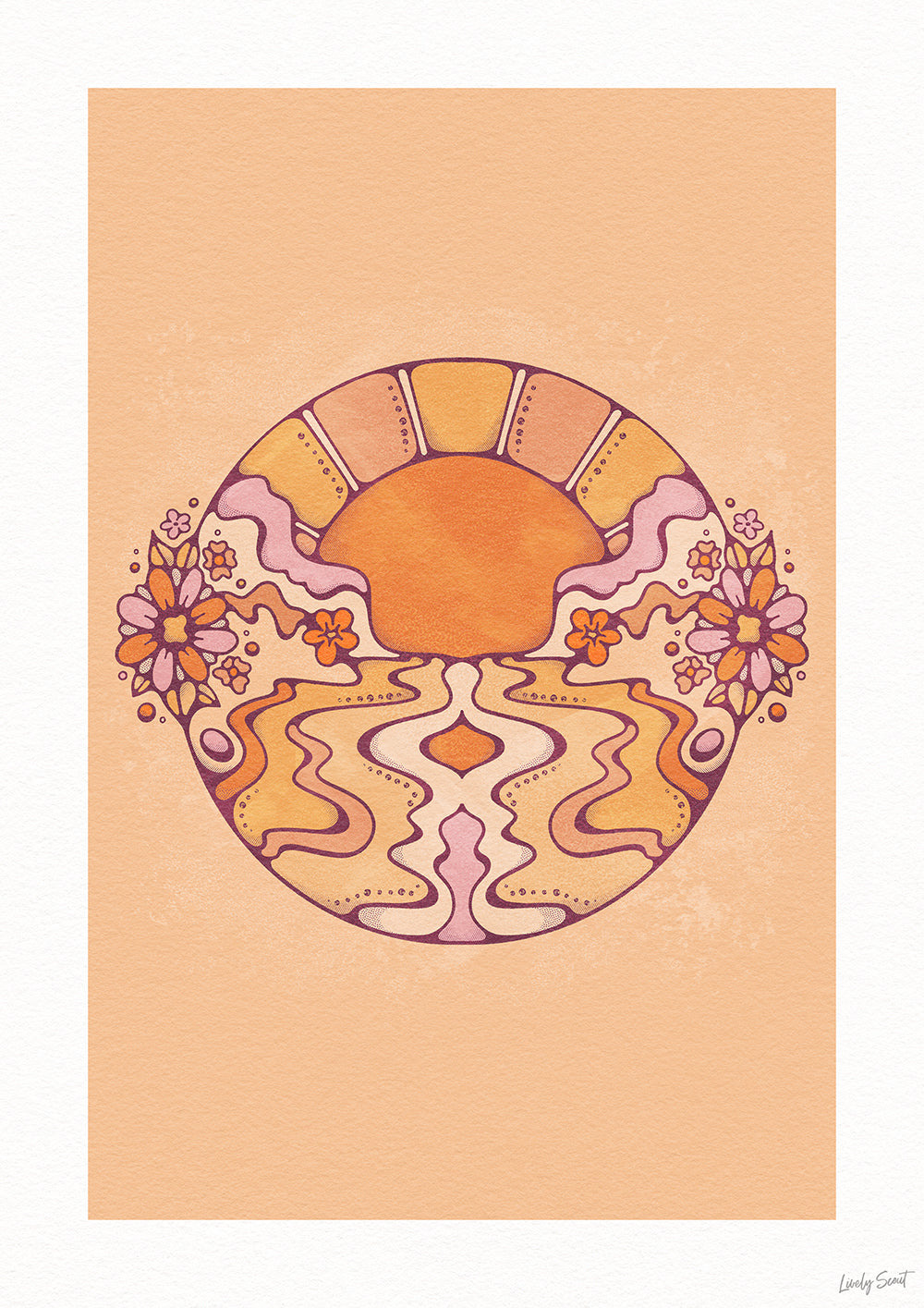 portrait poster of circular Byron sunset design