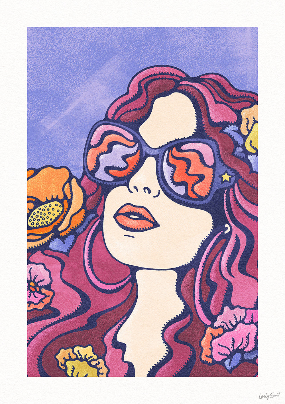 summer vibes female portrait popart poster